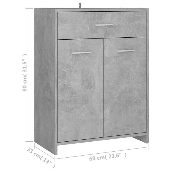Bathroom Concrete Gray 23.6"x13"x31.5" Chipboard Bed Bath